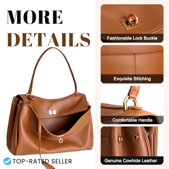 AVERY LEATHER TOTE BAG - MEDIUM WOMANS MARKET TOTE BAG  Genuine Leather Tote Bag Large Satchel Purse Adjustable Strap Travel Work